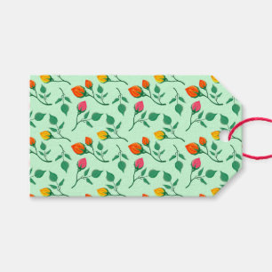 Étiquettes-cadeau Motif floral avec fleurs roses colorées