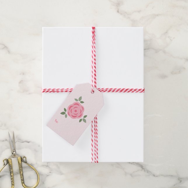 Étiquettes-cadeau Motif Floral doux (Avec de la ficelle)