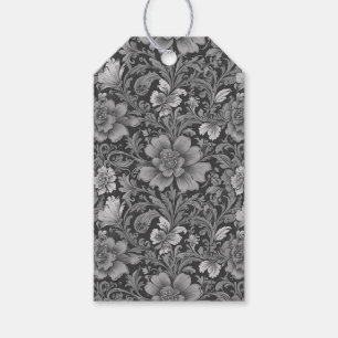 Étiquettes-cadeau Motif floral monochrome vintage