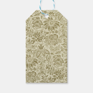 Étiquettes-cadeau Motif Floral Vert Sage Antique Damas