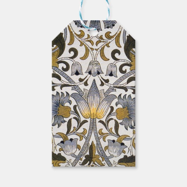 Étiquettes-cadeau Motif floral William Morris Lodden : bleu or  (Devant)