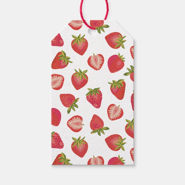 Étiquettes-cadeau Motif fraise rouge d'été (Devant)