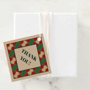 Étiquettes Cadeau Motif géométrique de Cravate rouge rouge vert Orie