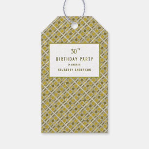 Étiquettes-cadeau Motif géométrique d'or, fête d'anniversaire modern
