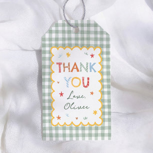 Étiquettes-cadeau Motif Gingham Coloré Carte de Remerciements 1er An
