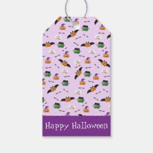 Étiquettes-cadeau Motif Halloween Merci Citrouilles Violet