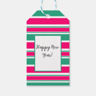 Étiquettes-cadeau Motif horizontal rayé rouge-vert