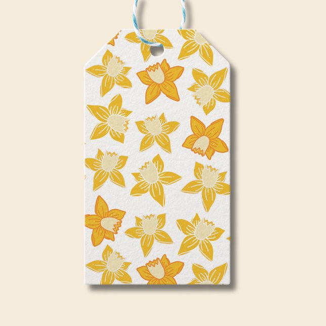 Étiquettes-cadeau Motif jonquille de ressort (Daffodil spring floral gift tag)