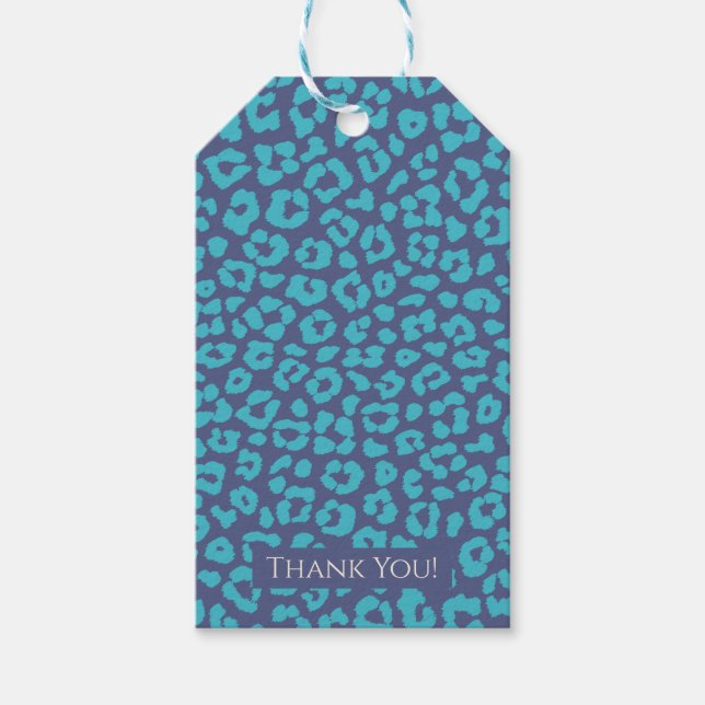 Étiquettes-cadeau Motif léopard-bleu (Devant)