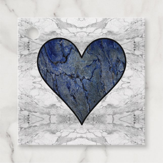 Étiquettes Cadeau Motif marbré en pierre bleue (Devant)