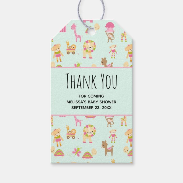 Étiquettes-cadeau Motif mignon avec Happy Animals & Baby shower joue (Devant)