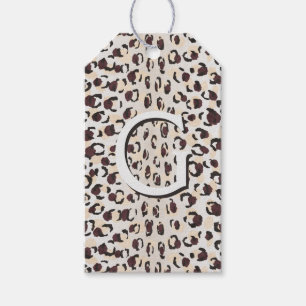 Étiquettes-cadeau Motif moderne chic brun cheetah imprimé monogramme