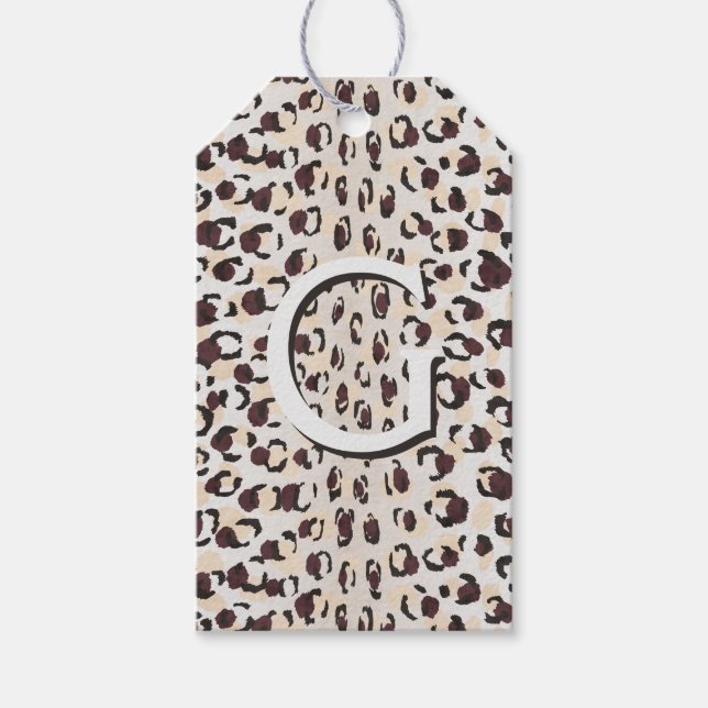 Étiquettes-cadeau Motif moderne chic brun cheetah imprimé monogramme (Devant)