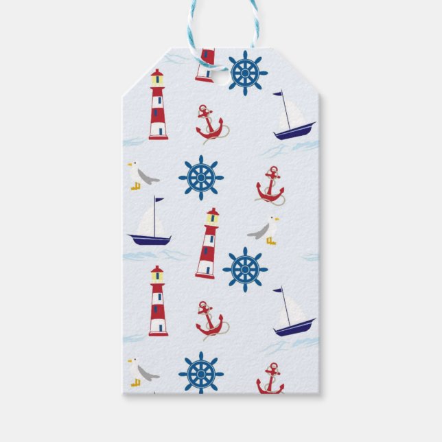 Étiquettes-cadeau Motif nautique (Devant)