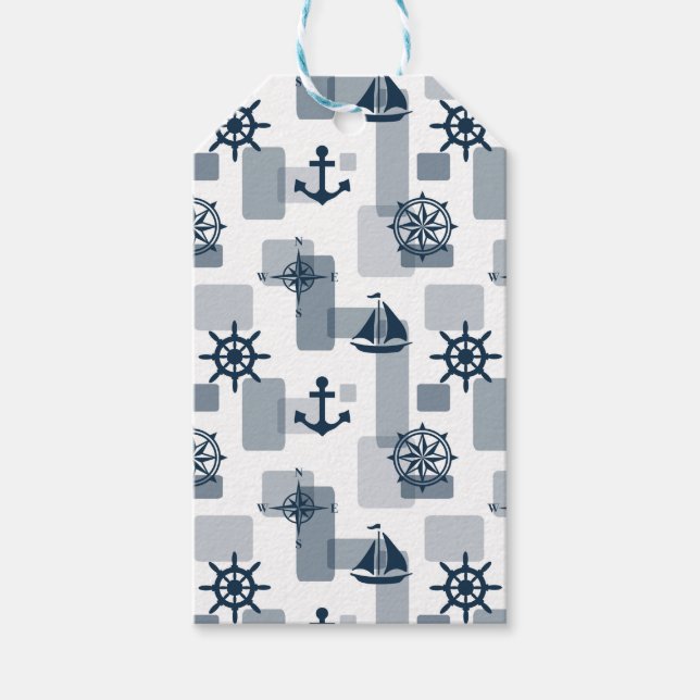Étiquettes-cadeau Motif nautique (Devant)