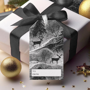 Étiquettes-cadeau Motif noir de rennes de Noël #13 ID1009