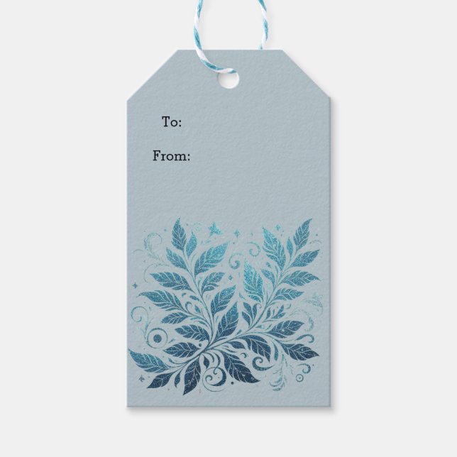 Étiquettes-cadeau Motif Ombre Blue Filigree (Devant)