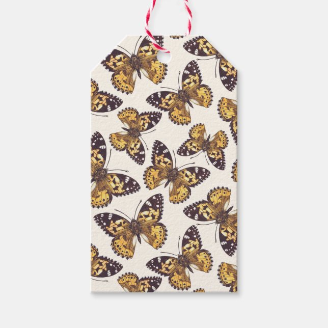 Étiquettes-cadeau Motif papillon de femme peinte (Devant)