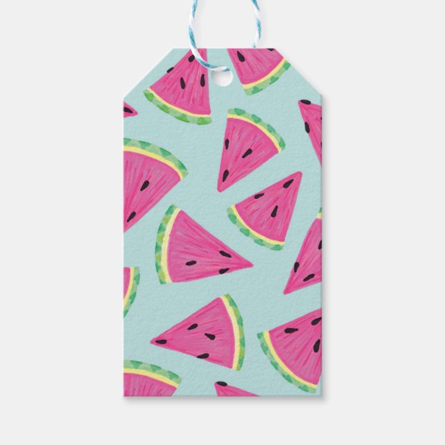 Étiquettes-cadeau Motif pastèque tropicale (Devant)