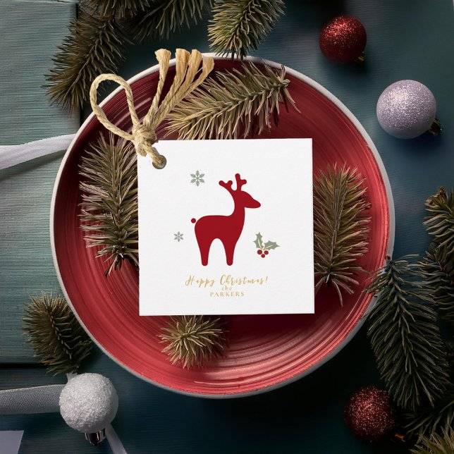 Étiquettes Cadeau Motif Red Christmas Reindeer #12 ID1009 (Créateur téléchargé)