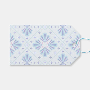 Étiquettes-cadeau Motif répétitif floral géométrique bleu pastel