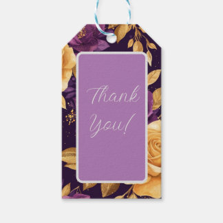 Étiquettes-cadeau motif sans couture avec fleurs violettes