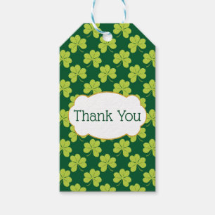 Étiquettes-cadeau Motif Shamrock de trèfle vert mignon Merci