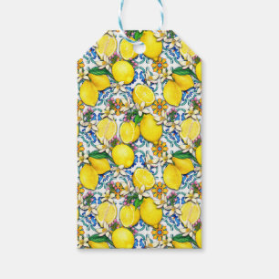 Étiquettes-cadeau Motif traditionnel méditerranéen aux citrons