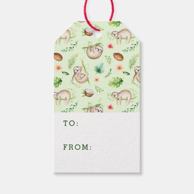 Étiquettes-cadeau Motif Tropical Coconut Sloth (Devant)