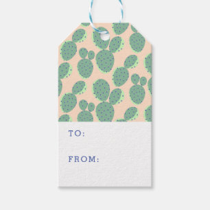 Étiquettes-cadeau Motif vert et rose de cactus