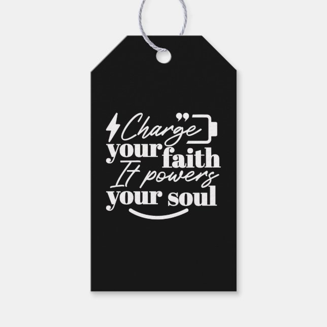 Étiquettes-cadeau Motivational Christian Quote – Charge Your Faith (Devant)