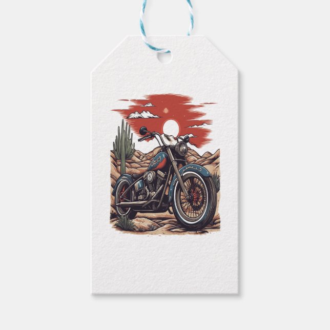 Étiquettes-cadeau Moto dans Desert Cactus Western Set (2) (Devant)