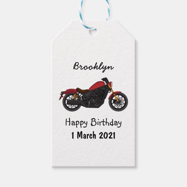 Étiquettes-cadeau moto de style croiseur cool (Devant)