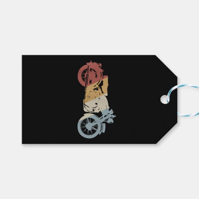 Étiquettes-cadeau Moto style rétro Vintage (Devant (Horizontal))