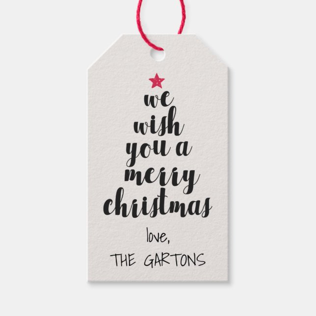 Étiquettes-cadeau Mots Arbre de Noël Personnalisé Tags Cadeaux (Devant)