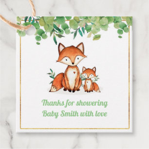 Étiquettes Cadeau Mots clés Baby shower Fox Favoriser