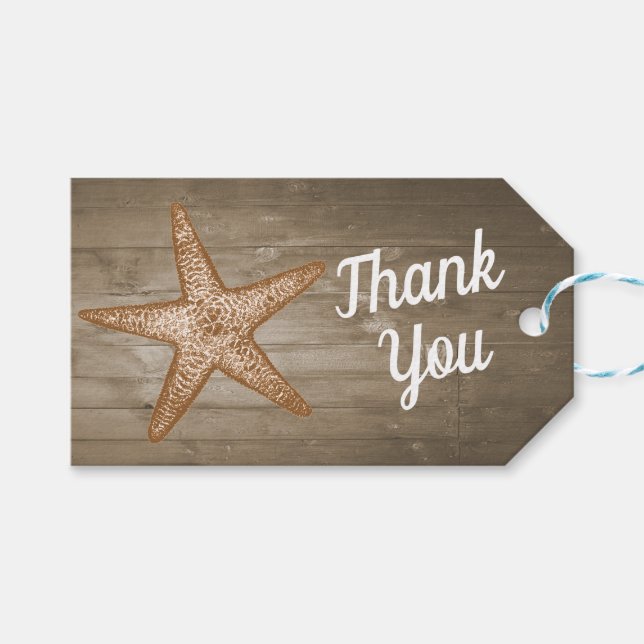 Étiquettes-cadeau Mots-clés cadeaux de Rustic Beach (Devant (Horizontal))