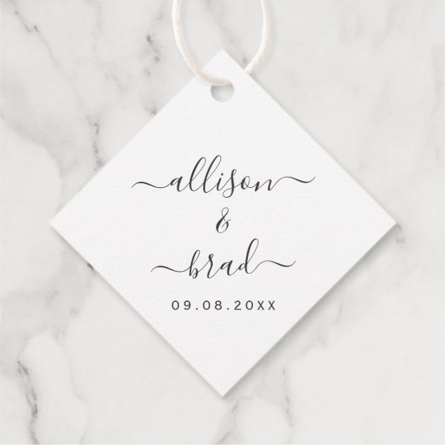 Étiquettes Cadeau Mots-clés Cadeaux Favor pour mariage moderne et él (Dos)