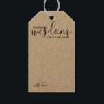 Étiquettes-cadeau Mots-clés Cadeaux Modern Script Mariage Conseils e<br><div class="desc">Ajoutez une touche personnelle à votre mariage avec un conseil de mariage de script moderne et une carte d'étiquette de voeux. Cette carte de conseil comporte le titre "mots de sagesse" avec des détails en écriture noire et sans serif style de police sur papier kraft. Parfait pour mariage, baby shower,...</div>