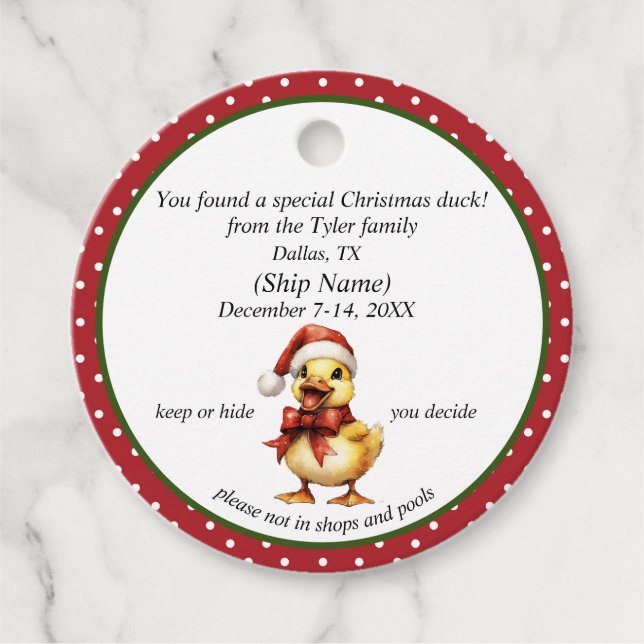 Étiquettes Cadeau Mots clés Christmas Cruising Duck (Devant)