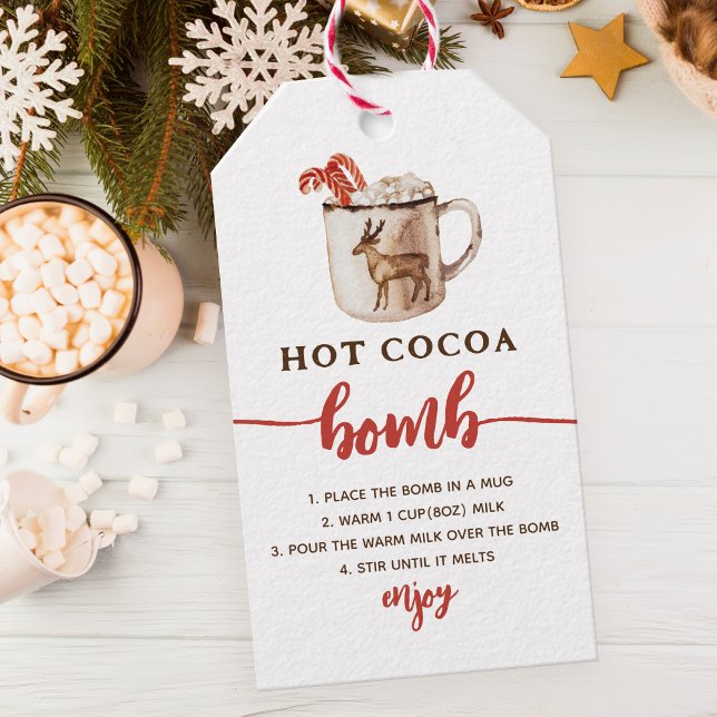 Étiquettes-cadeau Mots clés Christmas Hot Cocoa Bomb Chocolate Favor (Créateur téléchargé)
