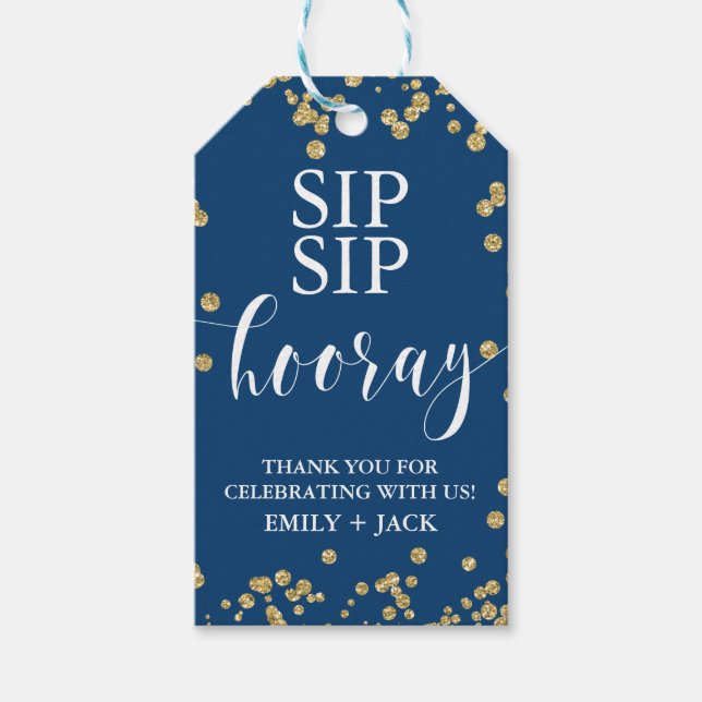 Étiquettes-cadeau Mots-clés de mariage favori, Sip Sip Hooray Marine (Devant)