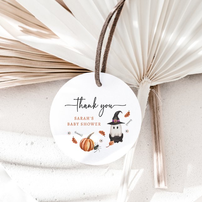 Étiquettes Cadeau Mots clés de préférence Baby shower Halloween (Halloween A Little Boo Is Almost Due Baby Shower Thank You Gift Favor Tags )
