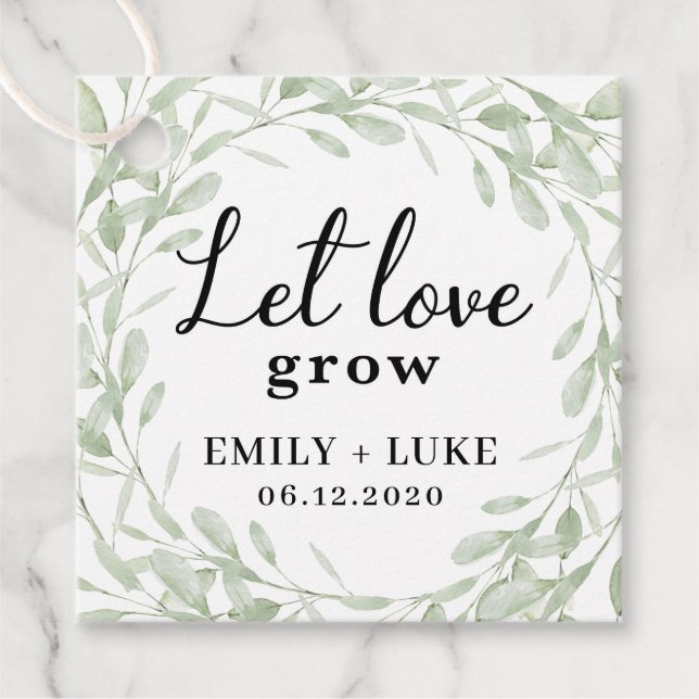 Étiquettes Cadeau Mots-clés Favor de mariage, Plante Favor, Laisser  (Devant)