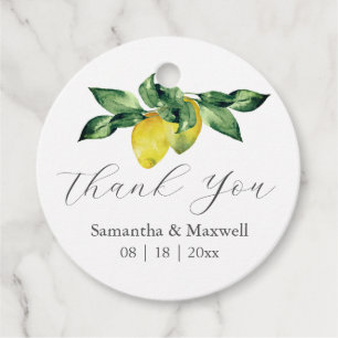 Étiquettes Cadeau Mots clés Favour mariage Aquarelle Citrons