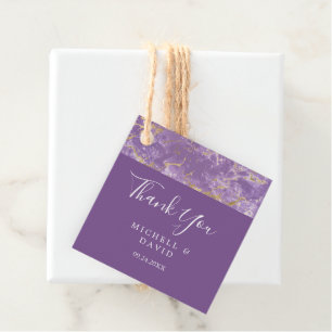 Étiquettes Cadeau Mots-Clés Moderne Or Et Merci De Marbre Violet Fav