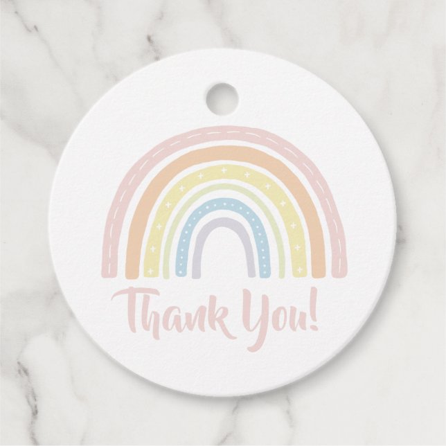 Étiquettes Cadeau Mots clés Pastel Boho Rainbow Favoriser (Devant)