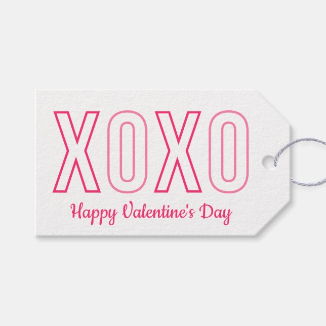 Étiquettes-cadeau Mots-clés pour cadeau XOXO Valentine's Day Pink an (Devant (Horizontal))