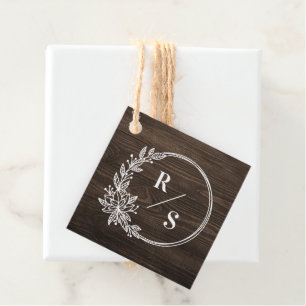 Étiquettes Cadeau Mots clés Rustique Monogramme Mariage Favor