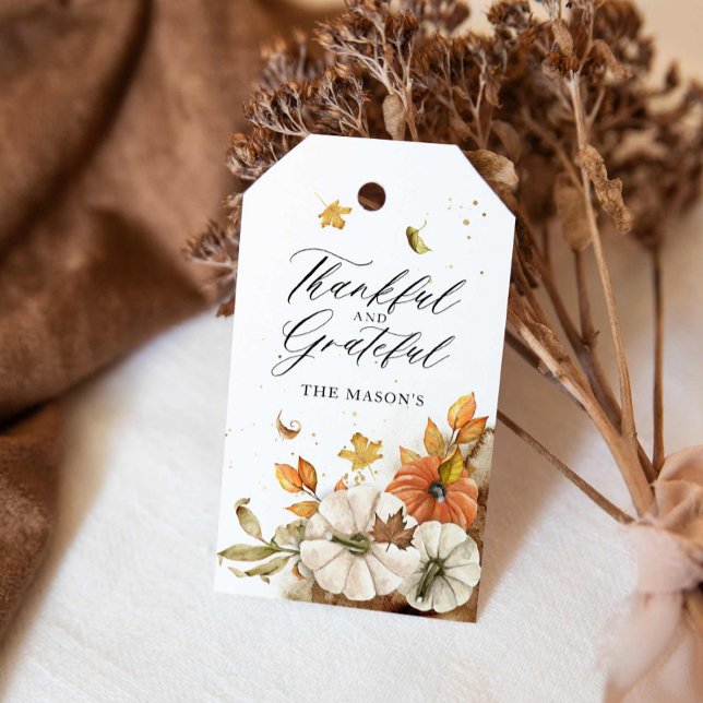 Étiquettes-cadeau Mots clés Thankful and Grateful Thanksgiving Favor (Thanksgiving Gift Tag)